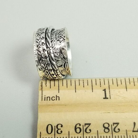 Vintage Wide Spinner Fidget ADHD Ring, Size 6 Band, 3/8 Inch Wide, Estate - Picture 4 of 7